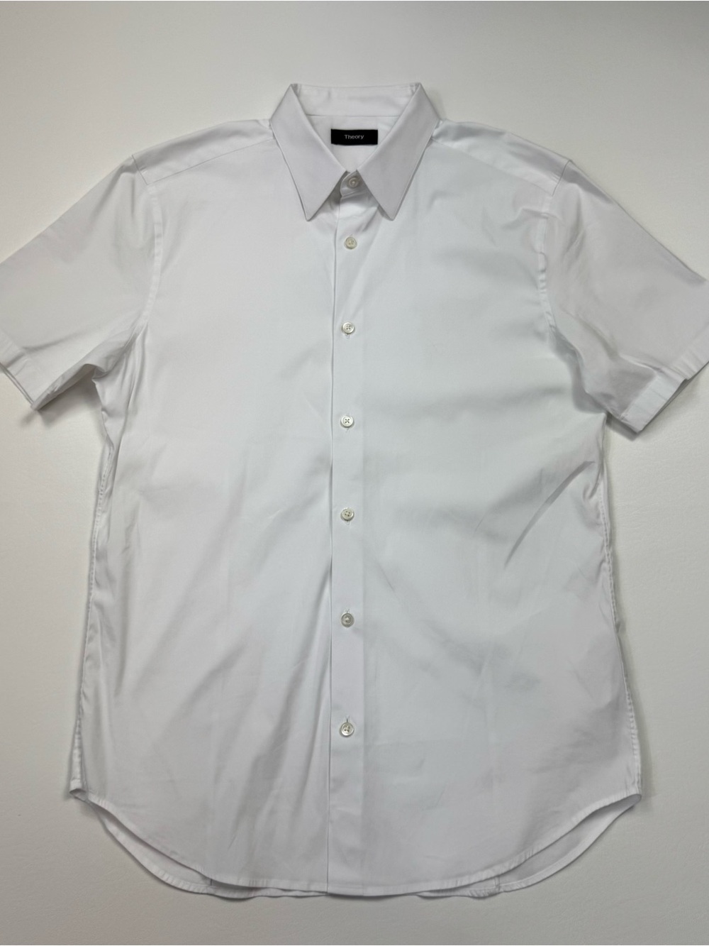 Theory White short Sleeve Button Down Shirt Size Medium